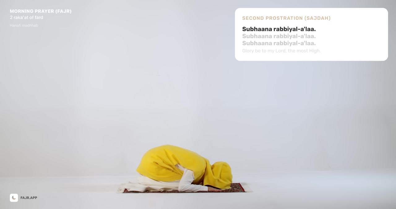 Second Sujood — Tasbih (Rakat 2) posture